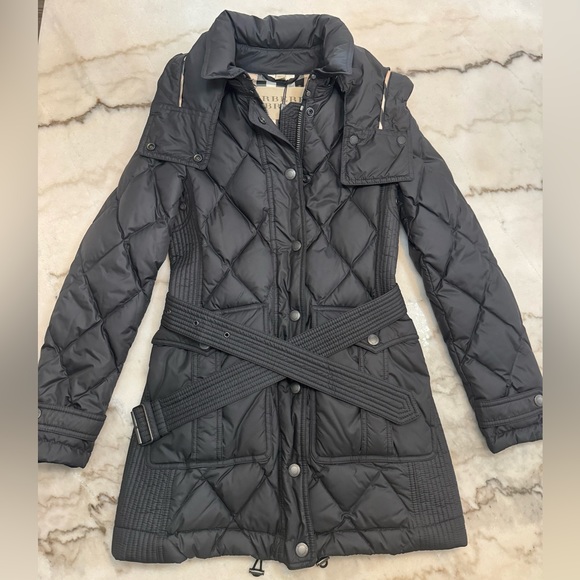 NWT Burberry Brit Black Puffer Coat with removable hood/belt - Picture 3 of 16